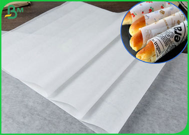 35GSM MG กระดาษคราฟท์สีขาวม้วนแบบมีเยื่อกระดาษบริสุทธิ์เพื่อห่อขนมปัง