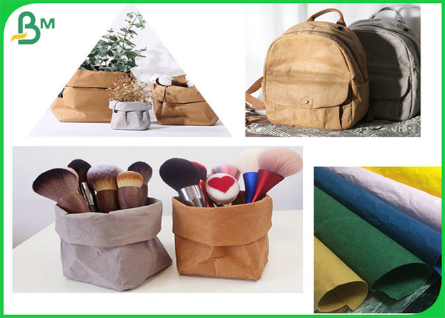 150 ซม. กว้าง 0.55 มม. รีไซเคิล Prewashed คราฟท์ผ้าสำหรับกระเป๋านักเรียนวัสดุ 150cm Width 0.55mm Recycled Prewashed kraft Fabric For School Bag Material