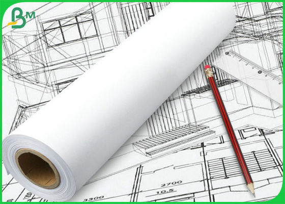 20LB 24" 36" หน้ากว้าง x 150ft 2inch Core White Bond Roll Paper สําหรับการออกแบบสถาปัตยกรรม