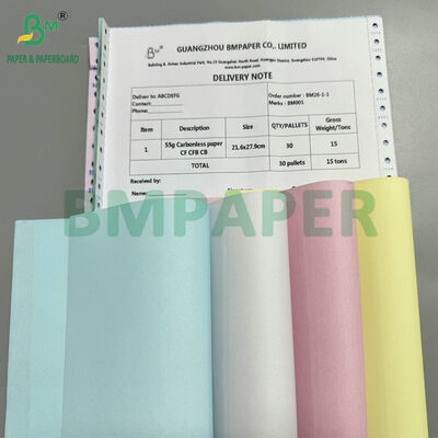 กระดาษ CB / CFB / CF ที่มีความรู้สึกต่อความดัน 20 lb กระดาษไร้คาร์บอนสําหรับหนังสือใบเสร็จ
